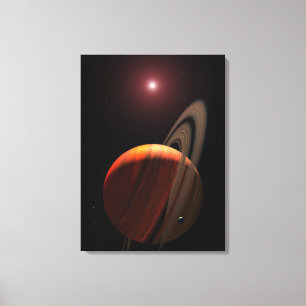 A gas giant planet orbiting a red dwarf canvas print