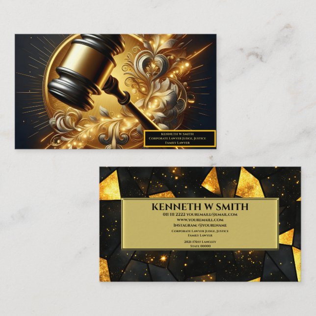 A Gavel of Authority Poised With Justice's Power Business Card (Front/Back)