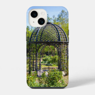 a gazebo in a gorgeous garden landscape iPhone 14 case