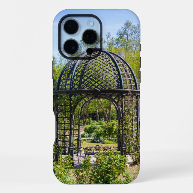 a gazebo in a gorgeous garden landscape iPhone case (Back)