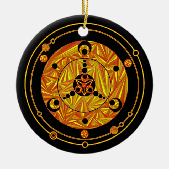 A Geeky Christmas Scifi Crop Circle Design Holiday Ceramic Tree Decoration (Front)