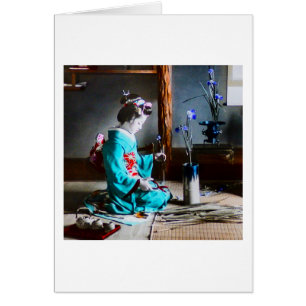 A Geisha Arranging Iris Flowers Vintage Old Japan