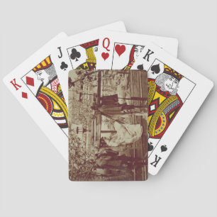 A Geisha being carried in a litter (sepia photo) Playing Cards