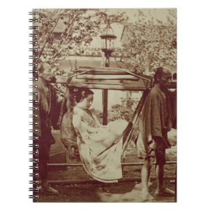 A Geisha being carried in a litter (sepia photo) Spiral Notebook