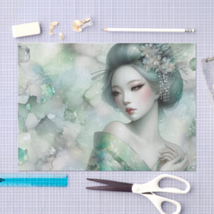 A Geisha in Green Design Series #13 Tissue Paper