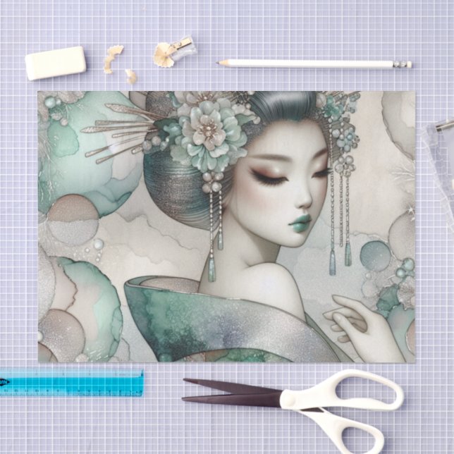 A Geisha in Green Design Series #4 Tissue Paper (Craft)