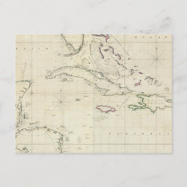 A General Chart of the West Indies Postcard (Front)