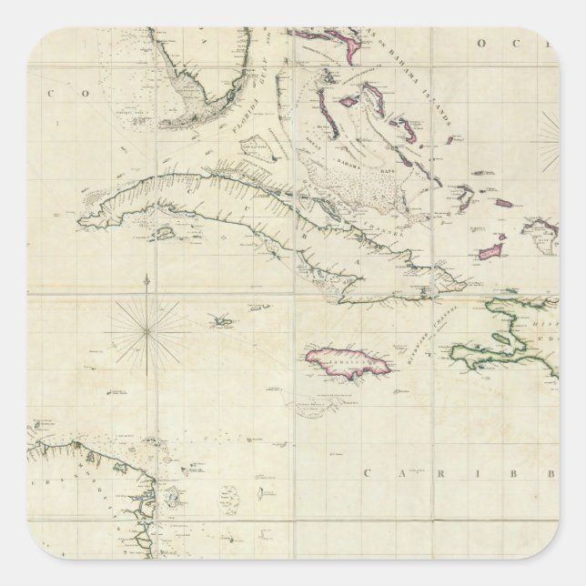 A General Chart of the West Indies Square Sticker (Front)