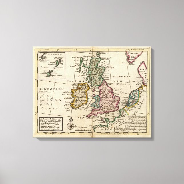 A general map of Great Britain and Ireland Canvas Print (Front)