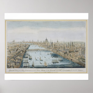 A General View of the City of London and the River Poster