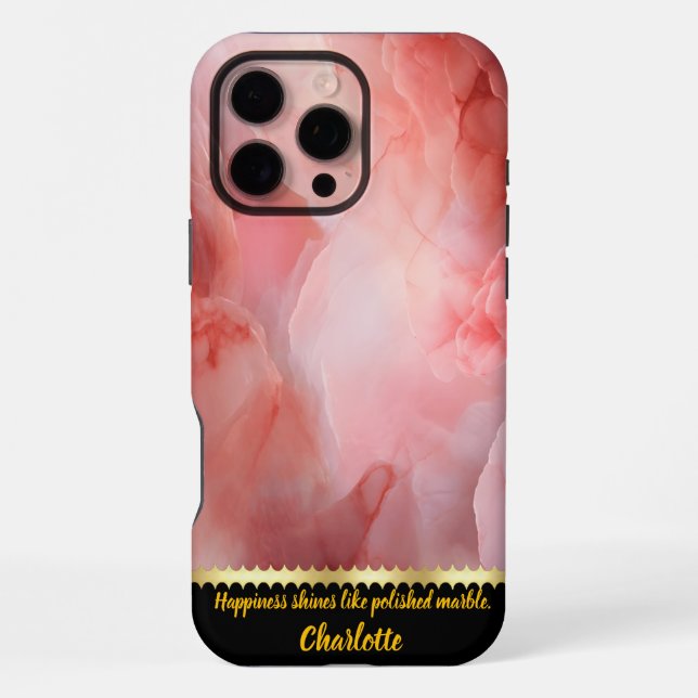 A gentle dance of soft pink marble textures iPhone case (Back)
