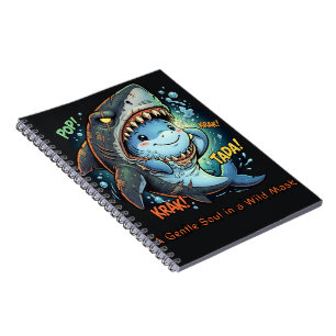 A Gentle Soul in a Wild Mask Cute Shark Notebook