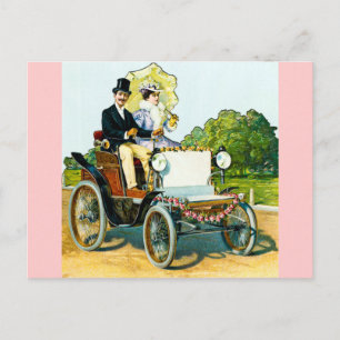 A Gentleman and His Lady Go For a Ride - Vintage Postcard