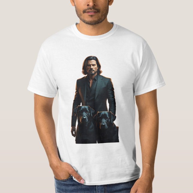 A Gentleman With His Two Black Dog T-Shirt (Front)