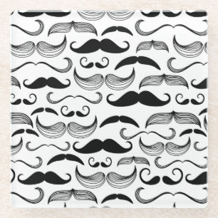 A Gentlemen's Club. Moustache pattern 2 Glass Coaster