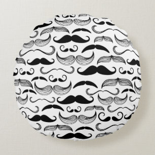 A Gentlemen's Club. Moustache pattern 2 Round Cushion