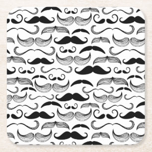 A Gentlemen's Club. Moustache pattern 2 Square Paper Coaster