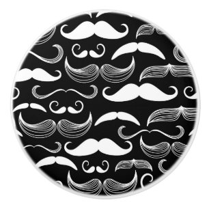 A Gentlemen's Club. Moustache pattern Ceramic Knob