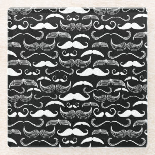 A Gentlemen's Club. Moustache pattern Glass Coaster
