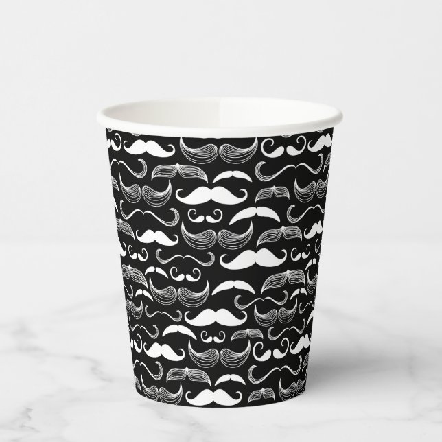 A Gentlemen's Club. Moustache pattern Paper Cups (Left)