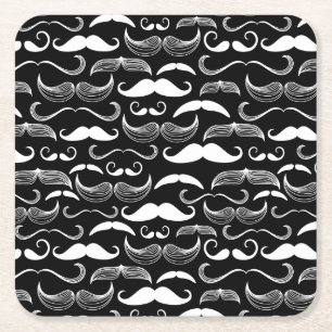 A Gentlemen's Club. Moustache pattern Square Paper Coaster
