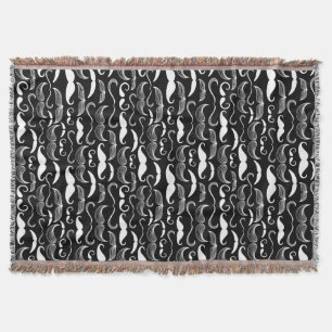 A Gentlemen's Club. Moustache pattern Throw Blanket