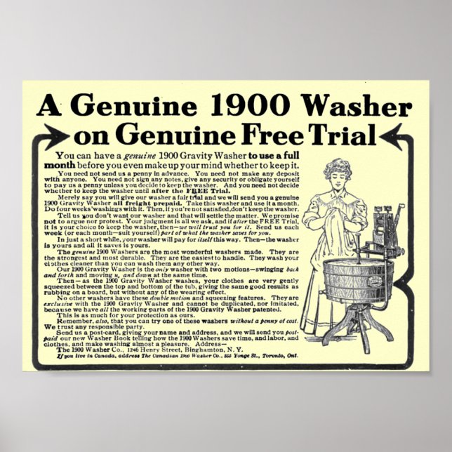 A Genuine 1900 Washer Poster (Front)