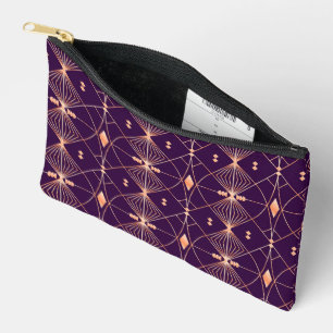 A geometric pattern with peach lines accessory pouch