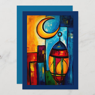 A Geometric Ramadan Lantern in Abstract Hues Invitation