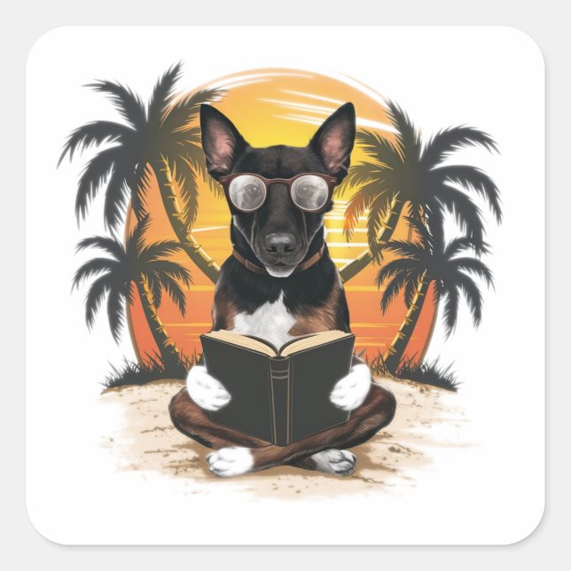 A German pull dog wearing horn-rimmed glasses(1) Square Sticker (Front)