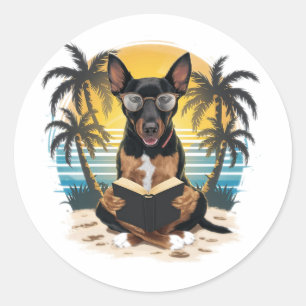 A German pull dog wearing horn-rimmed glasses Classic Round Sticker