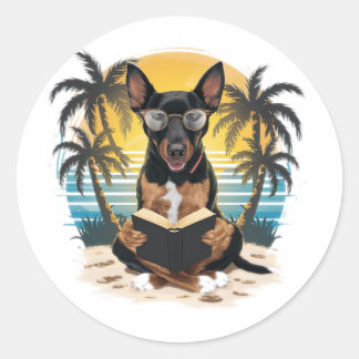 A German pull dog wearing horn-rimmed glasses Classic Round Sticker