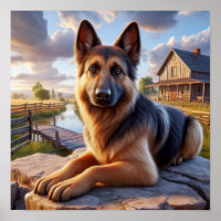 A German Shepherd in a Rustic Countryside Setting
