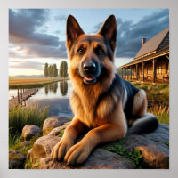 A German Shepherd in a Rustic Countryside Setting