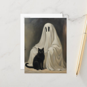 A Ghost and a Black Cat Postcard