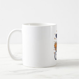 A ghost riding a bicycle coffee mug