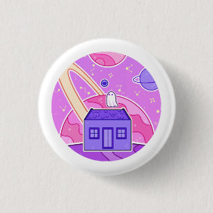 A ghost that lives on space 3 cm round badge