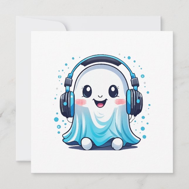 A ghost with headphones on invitation (Front)