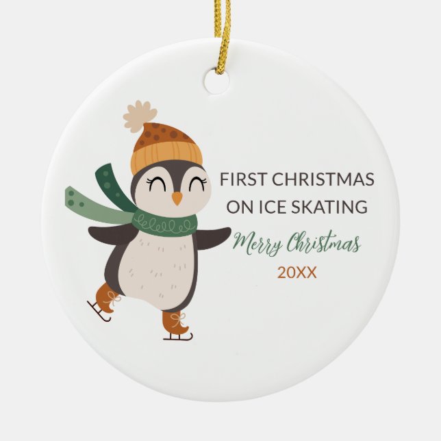 A gift for ice skating lovers ceramic tree decoration (Front)