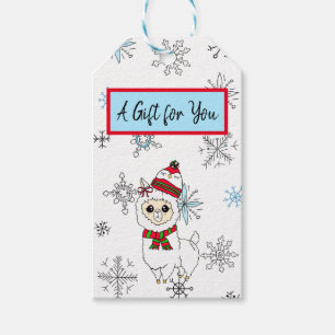A Gift for You Llama and Snowflakes Christmas Tags