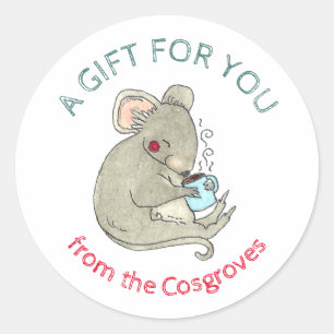 A Gift For You Mouse with Hot Chocolate Classic Round Sticker