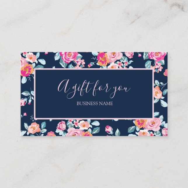 A Gift For You Pink Roses Floral Gift Certificate (Front)