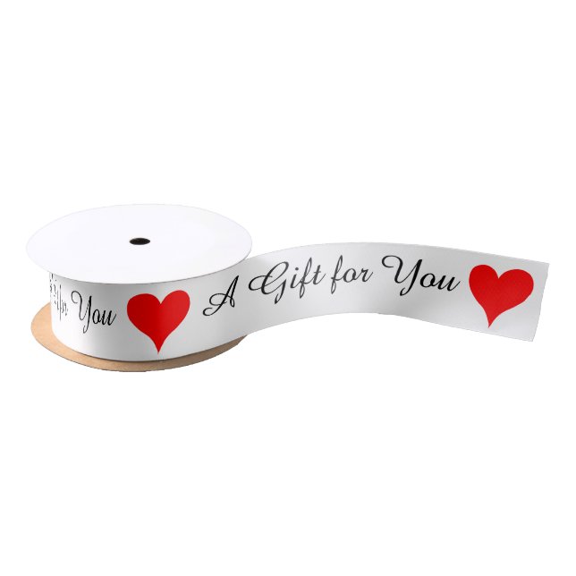 A Gift for You Red Hearts Satin Ribbon (Spool)