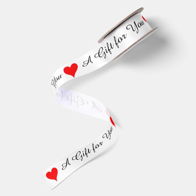 A Gift for You Red Hearts Satin Ribbon (Front+Back)