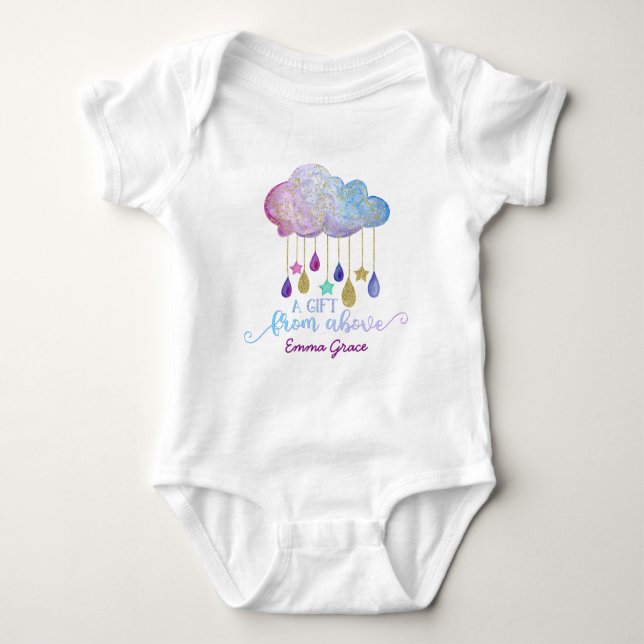 A Gift From Above Rainbow Cloud & Gold Baby Girl Baby Bodysuit (Front)
