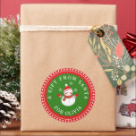 A Gift From Santa Cute Snowman Christmas Sticker<br><div class="desc">“A gift from Santa” Classic red and green customisable Christmas sticker with a cute snowman and snowflakes.</div>