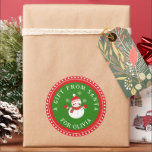 A Gift From Santa Cute Snowman Christmas Sticker<br><div class="desc">“A gift from Santa” Classic red and green customisable Christmas sticker with a cute snowman and snowflakes.</div>