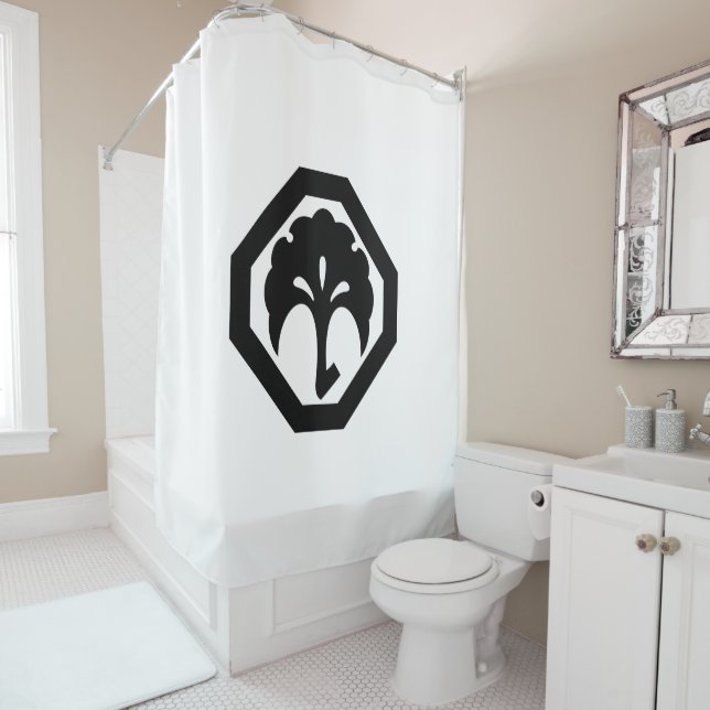 A Ginkgo Cut Into Corners Shower Curtain (In Situ)