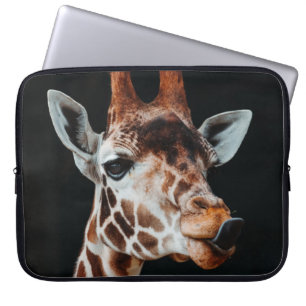 A GIRAFFE AT CALGARY ZOO POKING HIS TONGUE OUT LAPTOP SLEEVE