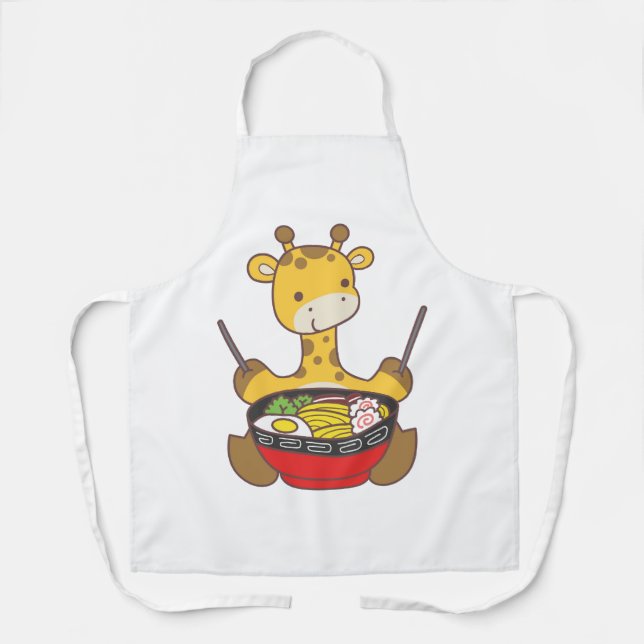 A giraffe want to eating ramen. apron (Front)
